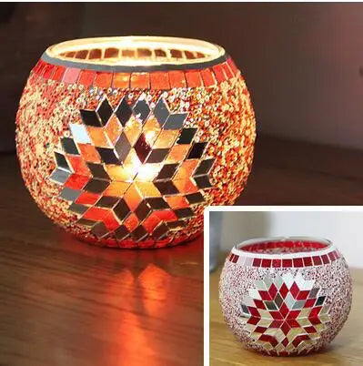 Castiçal de Vidro em Mosaico - Elegância e Sofisticação