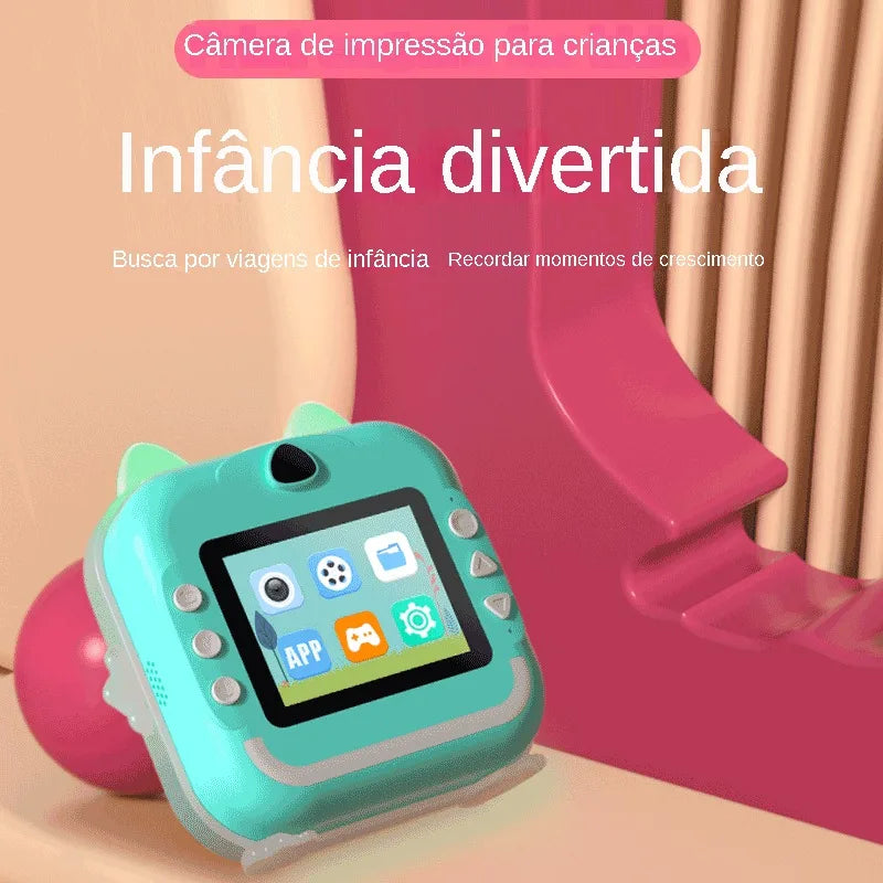 Câmera Digital Infantil 1080P HD com Impressão Instantânea – Foto e Vídeo + Cartão de Memória 32GB